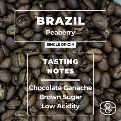 brazil peaberry coffee label with taste notes