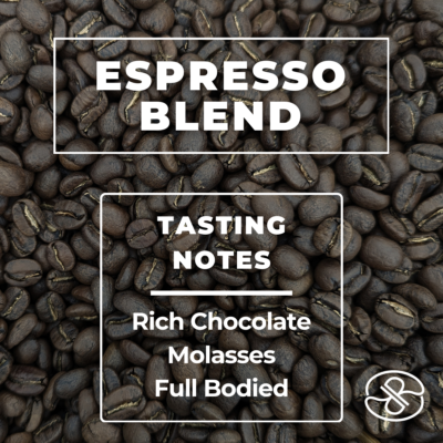 espresso blend coffee label with taste notes